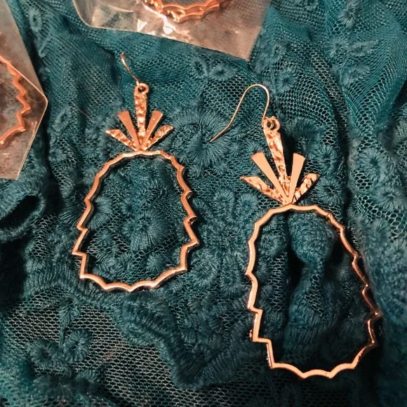 Rose Gold Pineapple Shaped Earrings - Picture 6 of 6
